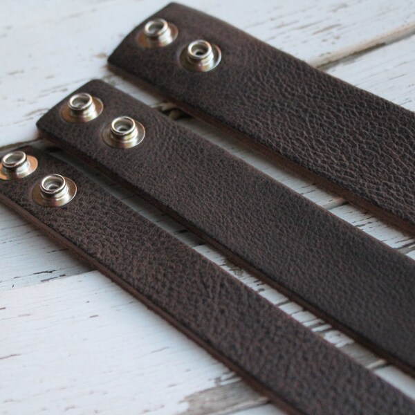 New SHORTER Length - 1" Leather Cuff Bracelet - PEBBLE BROWN -  Genuine Leather Cuff Bracelet -Wristband - One Cuff Blank - Jewelry Supply