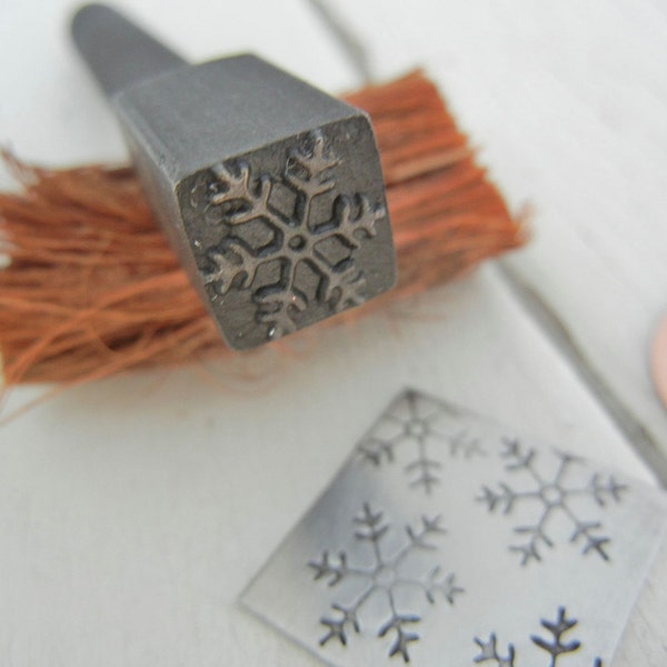 JUMBO 10mm Snowflake Metal Hand Stamping Blank - Mega Big Design Stamp - 10mm Snowflake - Metal Design Stamp