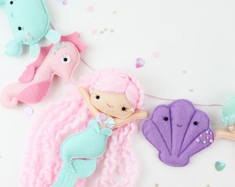 Mermaid Garland: Felt Sea Life Nursery Decor