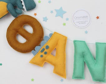 Name Banner: Felt Prehistoric Nursery Garland