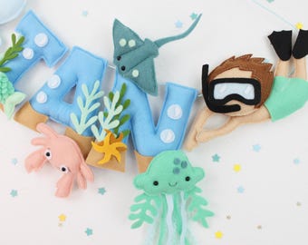 Name Banner: Under the Sea Animals Nursery Decor