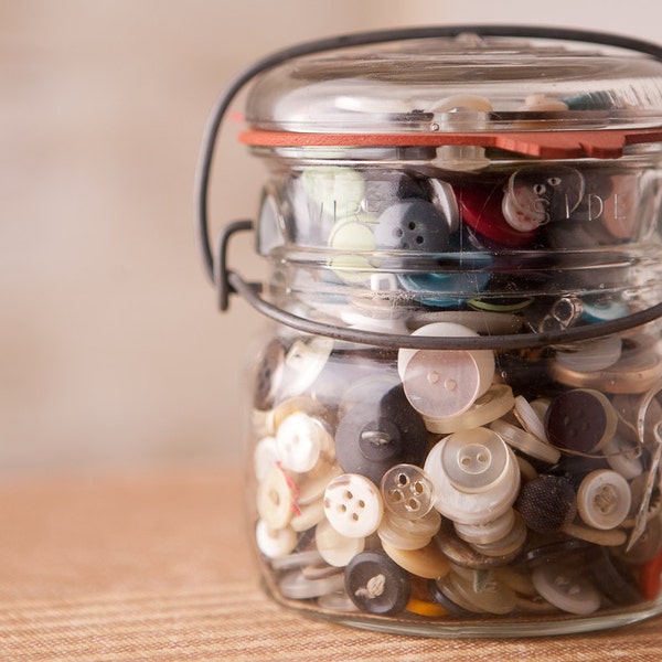 Vintage Jar Filled with Buttons