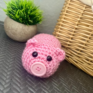 Handmade Crochet Pink Pig Plushie