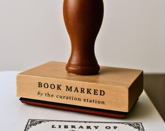Handcrafted 'Library Of' Book Stamp with Black Ink Pad