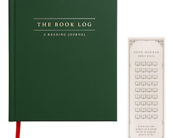 Book Log Luxury Reading Journal with 120 Review Pages + BookMark – Hardcover Journal | Track & Review Reads | Color in as you go Bookmark