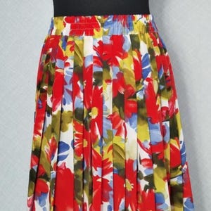 St. Michael Colorful Floral Pleated Midi Skirt Size L