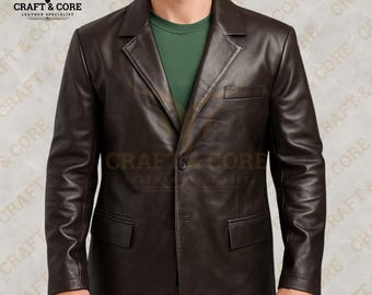 Handmade Brown Leather Blazer For Men | Women Genuine Lambskin Coat