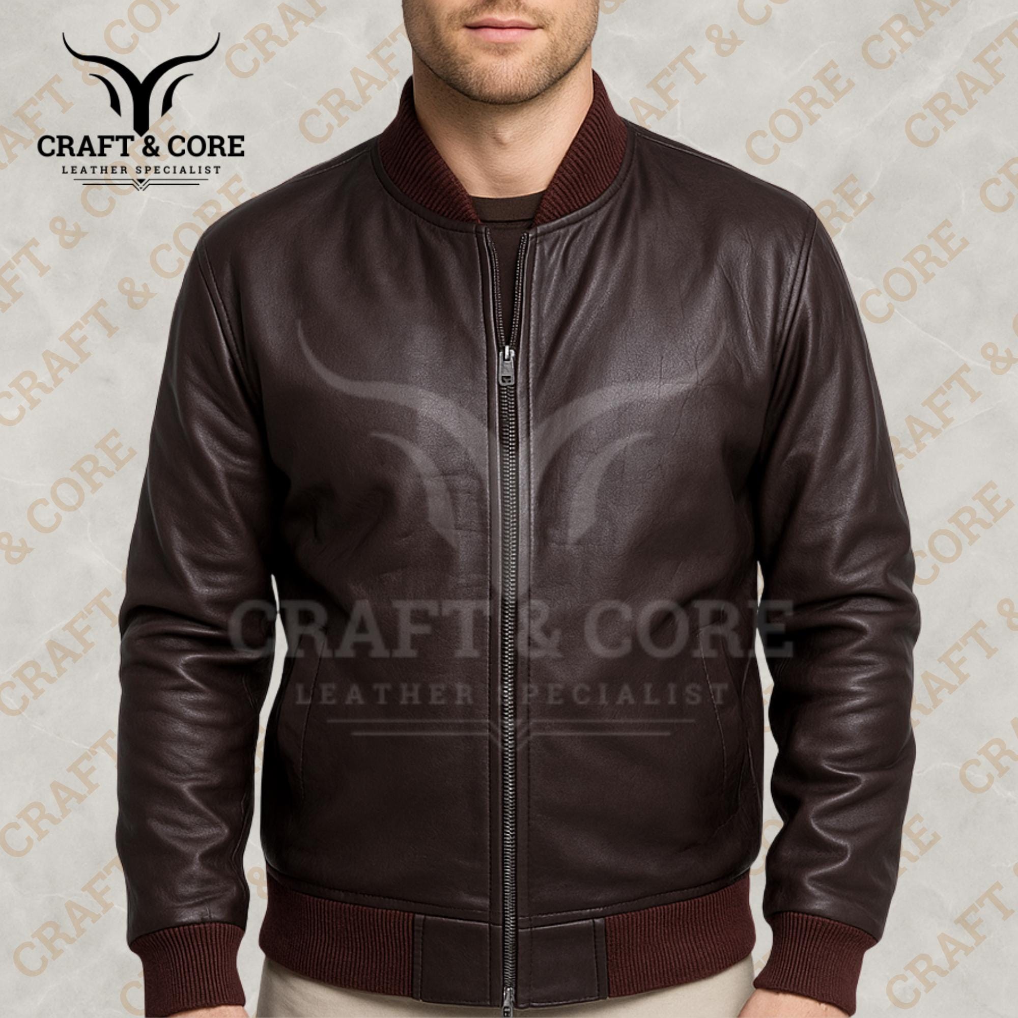 Men Nappa Leather Bomber Jacket | Real Sheepskin Motorcycle Style