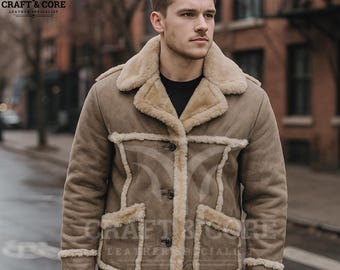 Shearling Leather Coat |  Men’s Sheepskin Jacket | Warm Winter Outerwear for Women