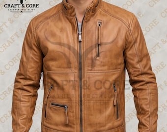 Men Real Brown Leather Jacket | Women Bomber Handmade Vintage Motorcycle Coat
