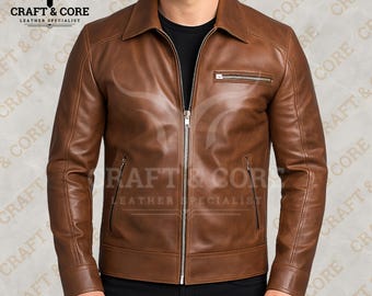 Handmade Brown Real Leather Jacket for Men | Classic Sheepskin Moto Style For Women