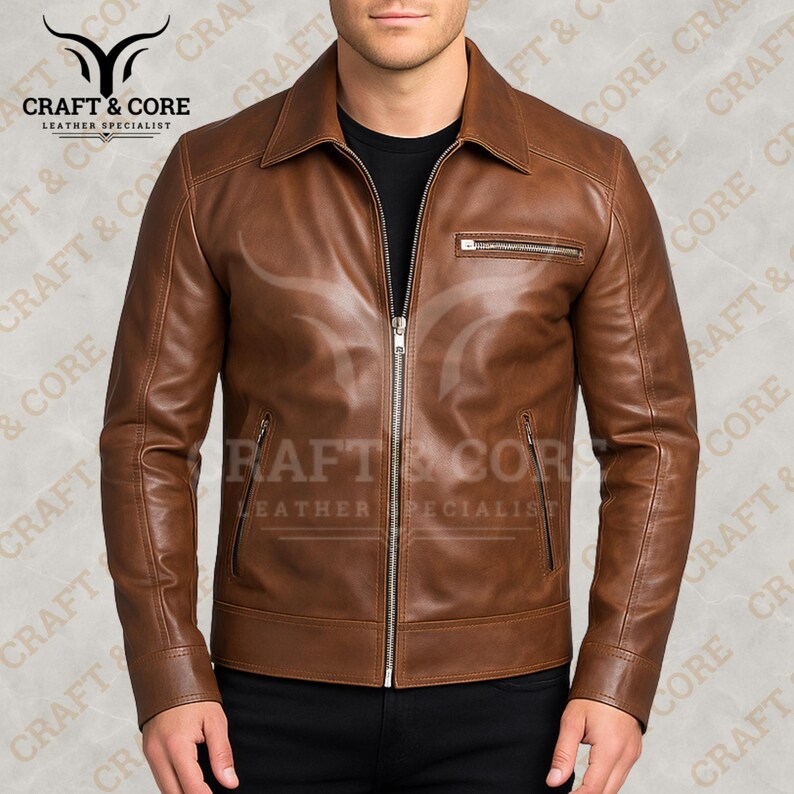 Brown Real Leather Jacket for Men and Women - Genuine Sheepskin Outerwear.png