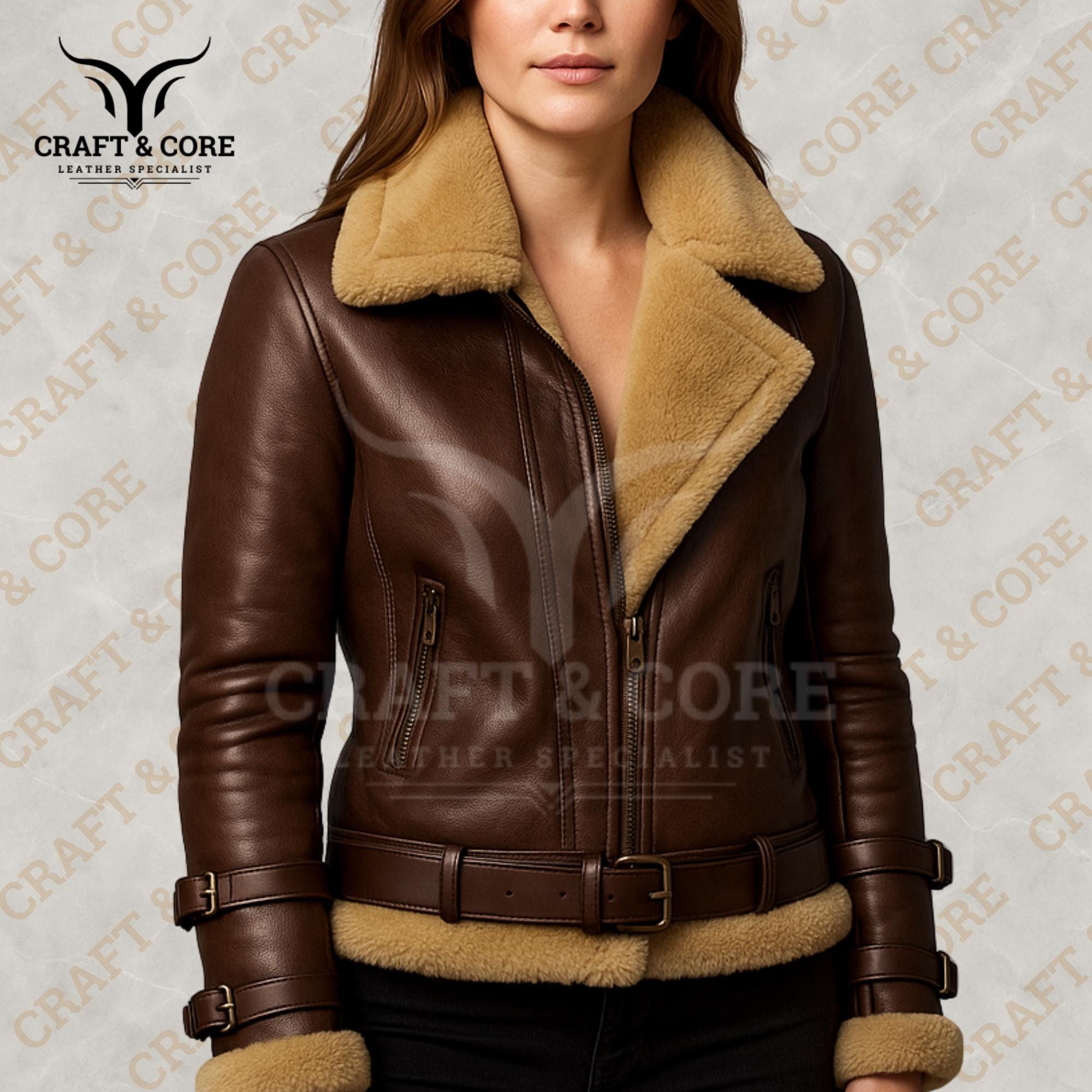 Men Douglas Aviator Shearling Leather Jacket | Real Sheepskin