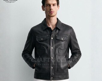 Men’s Premium Leather Jacket – Real Sheepskin, Classic & Timeless