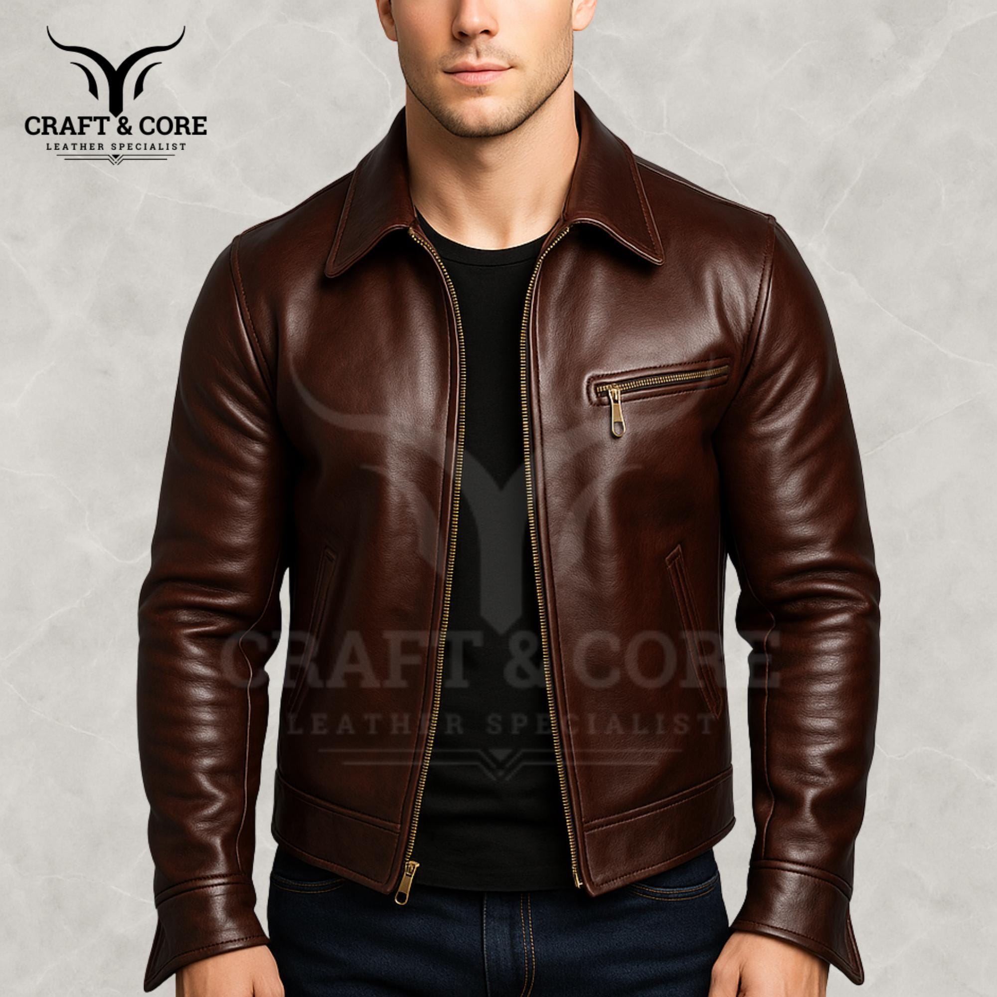 Men Leather Jacket | Real Sheepskin Jacket | Handmade Vintage