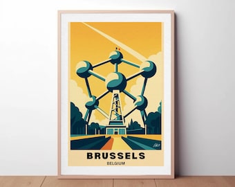 Art Deco Brussels Travel Poster: Vintage Belgium Wall Art