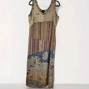 Vintage Sacred Threads Womens Maxi Dress: Butterfly and Floral Appliqué. Hippie-chic Cottagecore
