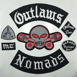 Outlaw MC Nomads Chicago and Alabama embroidery patch full set 1 % iron on for biker jackets and vests