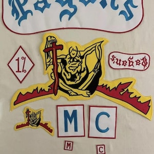 Pagans Mc 1% Embroidery patch full set iron on for biker jackets and vests