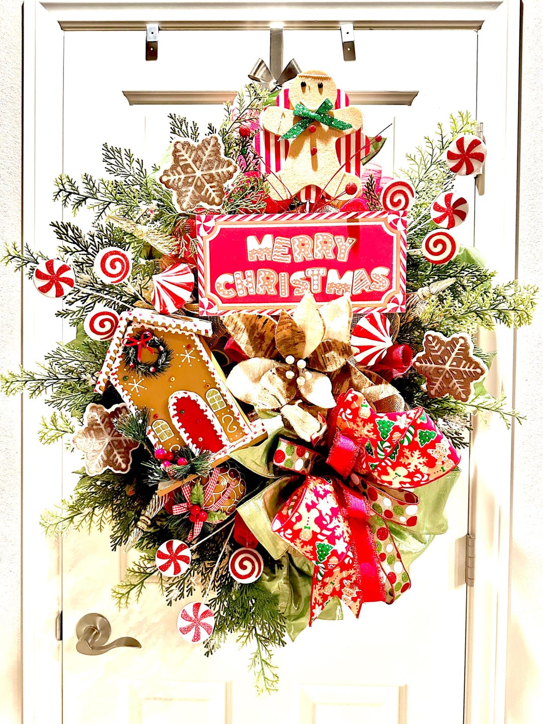 Gingerbread House Christmas Wreath, Door Hanger, Door Decor - Etsy