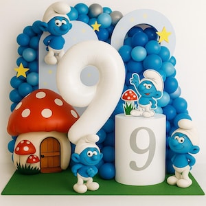 Schlümpfe 9. Geburtstag Ballongirlande Kit: DIY Party Hintergrund