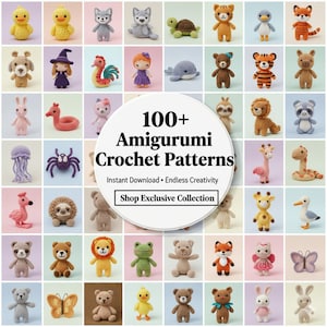 Paquete de más de 100 patrones de amigurumi a crochet: descarga en PDF para peluches, animales y personajes / Paquete de crochet digital instantáneo