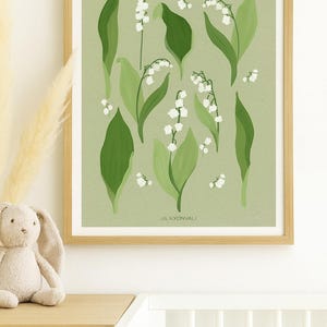 Scandinavian Lily of the Valley  Poster, Botanical Nordic Wall Art, Spring Flowers Print, Home Decor