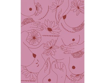 Body Positivity Art Print: Feminist Breast Cancer Awareness Poster