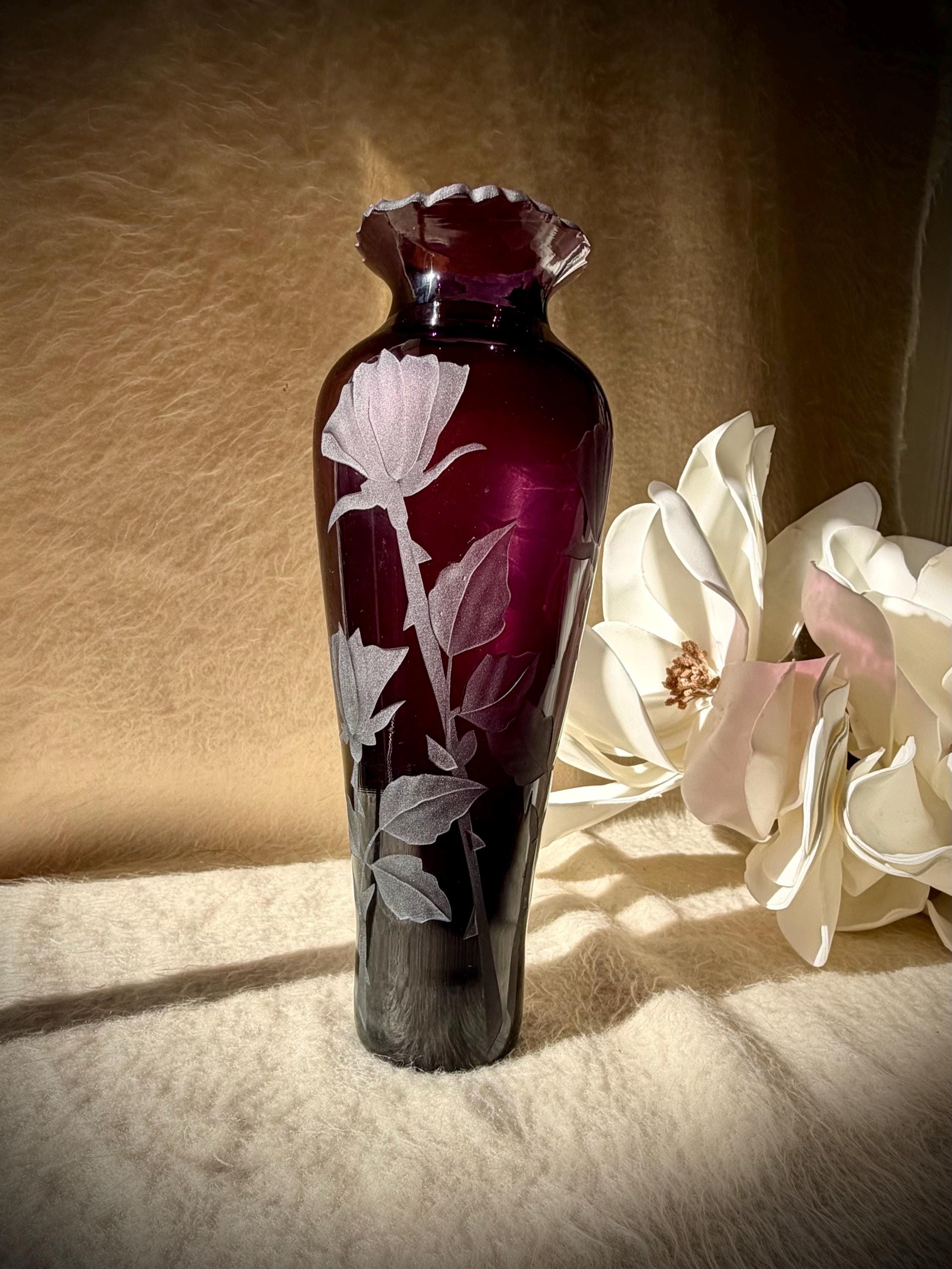 Amethyst Glass Vase - Etsy