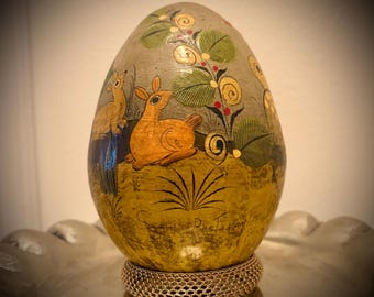 Sergio Bustamante Ceramic EGG Moon Face Sculpture Large Pastel