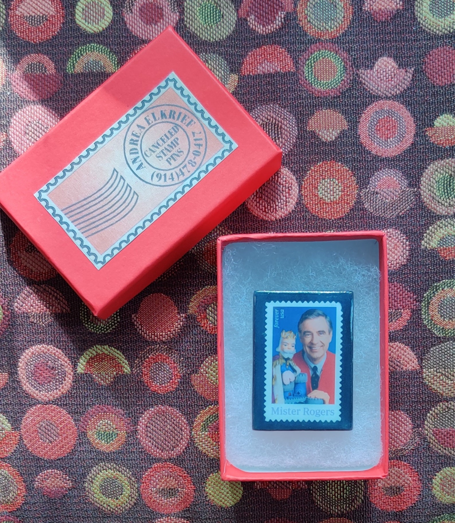 Mister Rogers Postage Stamp Pin Lapel Pin Black Clay Etsy