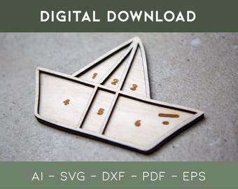 BANDEJA DE JUEGO SENSORIAL BARCO | Archivo digital de corte láser para juegos creativos y actividades educativas