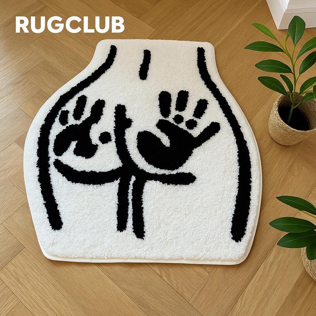 Body Rug Women Body Outline Rug – Artistic Black & White Tufted Carpet ...