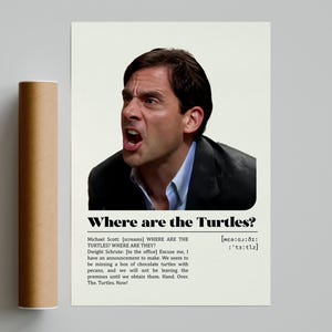 The Office Where are the turtles? TV Series Poster | Vintage Retro Art Print | Custom Poster | Wall Art Print | Home decor | Michael Scott