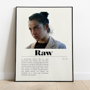 Raw Movie Poster | Julia Ducournau film | Vintage Retro Art Print | Wall Art Print | Minimalist Movie Poster | Custom Poster | Home Decor