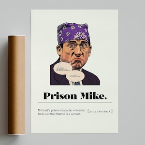 The Office Prison Mike Minimalist TV Series Poster | Vintage Retro Art Print | Custom Poster | Wall Art Print | Home decor | Michael Scott