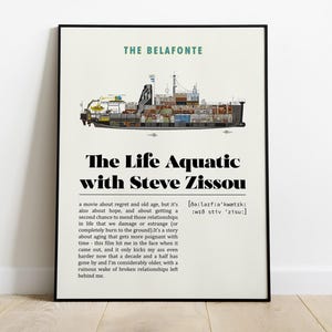 The Life Aquatic with Steve Zissou | Wes Anderson | Minimalist Movie Poster | Vintage Retro Art Print | Wall Art Print | Home decor