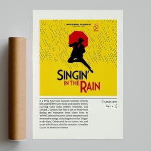 Singin&#39; in the Rain | Stanley Donen and Gene Kelly | Minimalist Movie Poster | Vintage Retro Art Print | Custom Poster | Wall Art Print