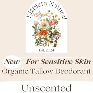 Natural Unscented Sensitive Deodorant – Baking Soda Free – Organic Tallow Deodorant – Aluminum Free