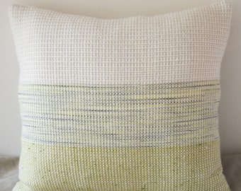 CORA pillow sofa throw square beige green linen wool woven art crystals gift unique bespoke