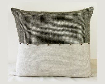 ADDINGTON two toned pillow modern pillow mid century pillow boho home decor green pillow natural wool pillow handwoven pillow