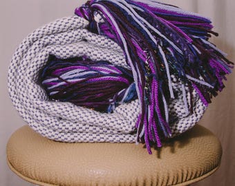 FENNEL throw blanket handwoven blanket wool handmade woven colorful purple fringe throw blanket chunky
