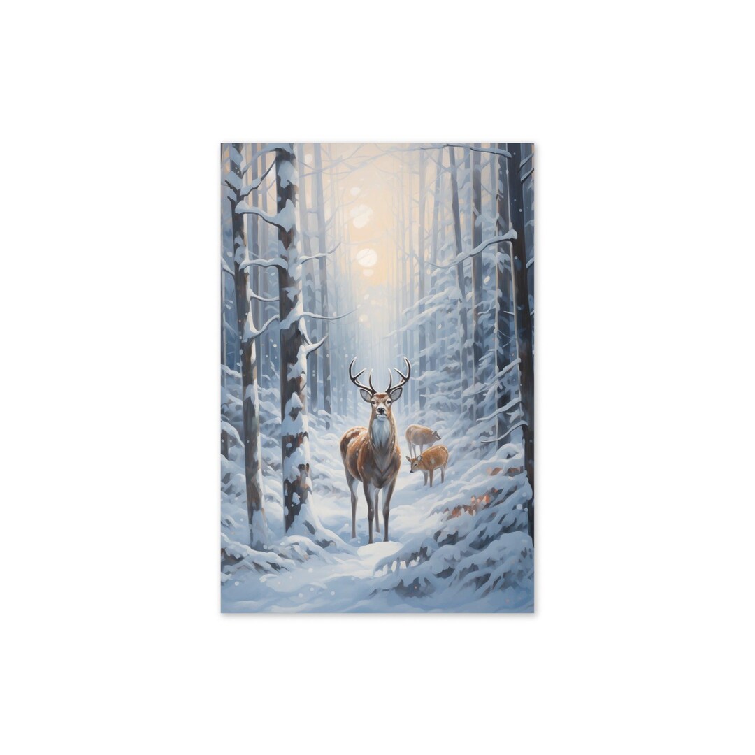Deer in the Snow Christmas Card - Etsy