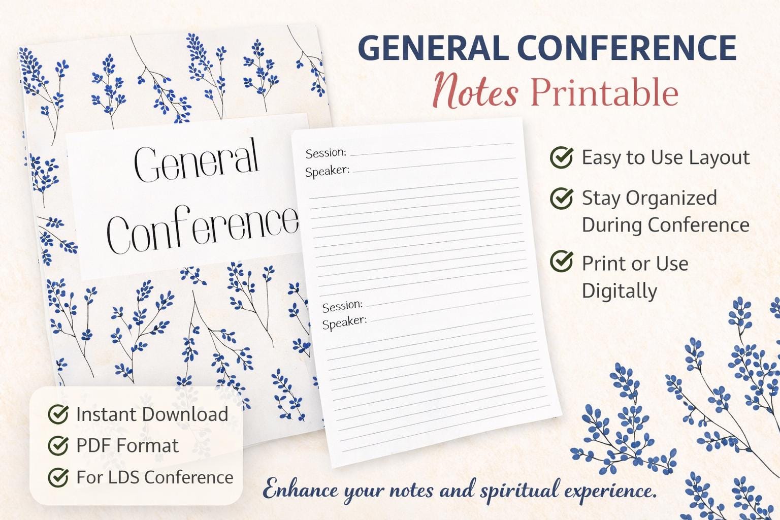 General Conference Notes Printable | LDS Conference Note Pages | LDS ...