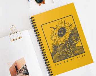 Sunflower Spiral Notebook - Sunshine Inspired, Floral Journal | Boho Retro Vibes