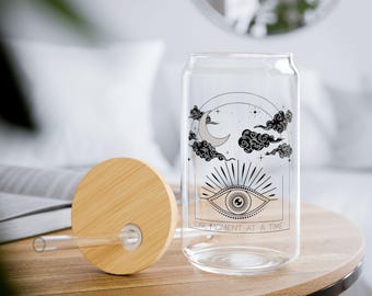 Sirop céleste en verre : pot de 16 oz avec couvercle en bambou - Rappel de pleine conscience