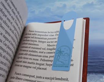 Beach Sunset Bookmark | Palm Tree Metal Bookmark | Peace Starts Here | Mindfulness Reminder