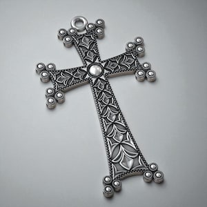Sterling Silver Khachkar Cross Pendant: Armenian Eternity Symbol Necklace