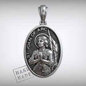 Joan of Arc Medal Pendant Christian courage necklace feminine strength prayer charm religious gift