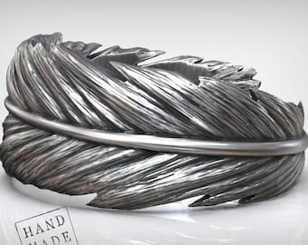 Anillo de plumas con diseño de alas de ángel - Banda ajustable de plata oxidada